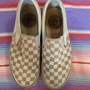 Light pink checkered vans